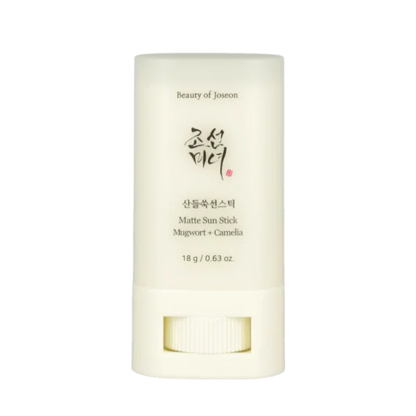 Beauty of Joseon Matte Sun Stick Mugwort + Camellia SPF 50+ PA++++ en presentación de barra.
