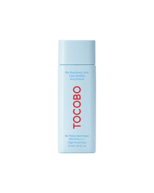 Protector solar Tocobo Bio Watery Sun Cream SPF 50+ PA++++ en presentación de tubo.