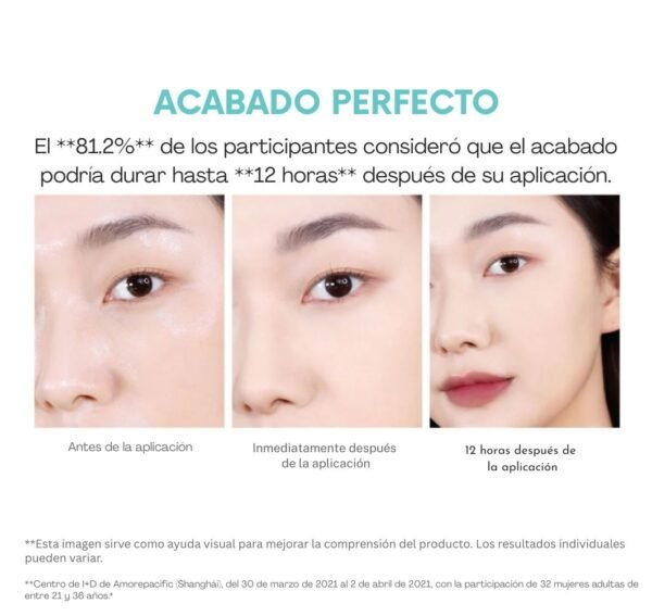 Comparativa antes y después en piel con Innisfree No-Sebum Mineral Powder: antes con brillo en zona T y después con acabado mate y poros ópticamente difuminados