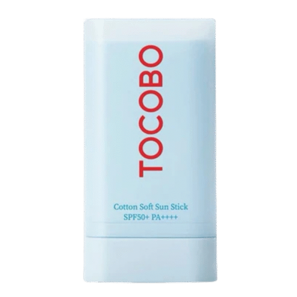 tocobo-cotton-soft-sun-stick-envase.jpg Bloqueador solar Tocobo Cotton Soft Sun Stick SPF50+ PA++++ en su envase original sobre fondo blanco.