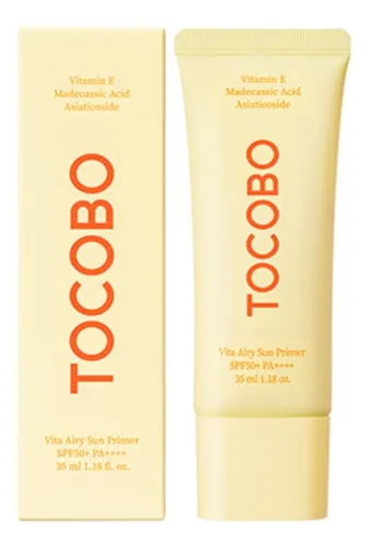 Tocobo Vita Airy Sun Primer SPF 50+ PA++++ con su caja original color amarillo.
