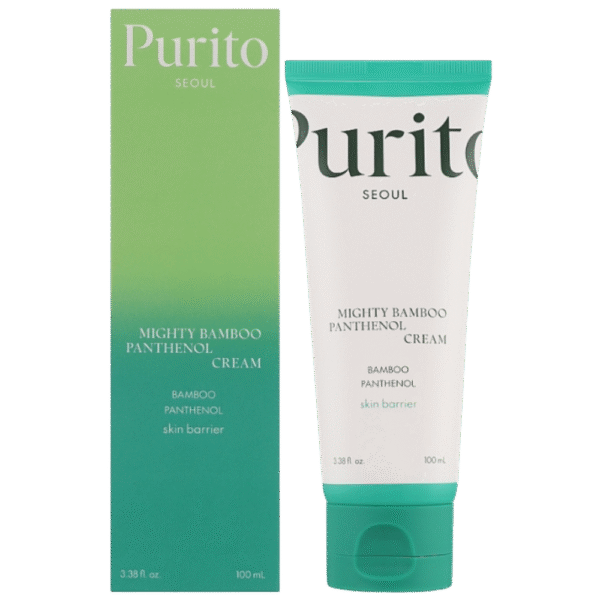 Purito-Mighty-Bamboo-Panthenol-caja Crema facial Purito Mighty Bamboo Panthenol Cream junto a su caja original