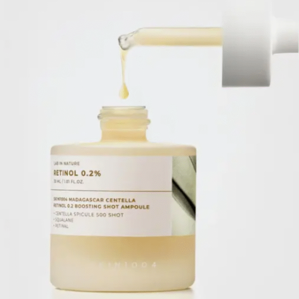 Dosificador del Skin1004 Madagascar Centella Retinol 0.2 Boosting Shot Ampoule.